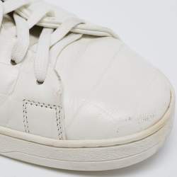 Pre Owned Louis Vuitton White Croc Embossed Leather Frontrow Low-Top Sneakers Size 42