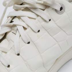 Pre Owned Louis Vuitton White Croc Embossed Leather Frontrow Low-Top Sneakers Size 42