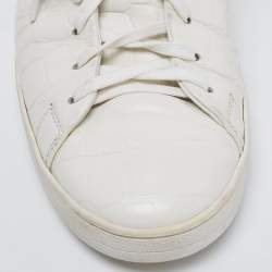 Pre Owned Louis Vuitton White Croc Embossed Leather Frontrow Low-Top Sneakers Size 42