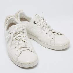 Pre Owned Louis Vuitton White Croc Embossed Leather Frontrow Low-Top Sneakers Size 42