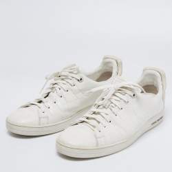 Pre Owned Louis Vuitton White Croc Embossed Leather Frontrow Low-Top Sneakers Size 42