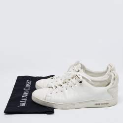 Pre Owned Louis Vuitton White Croc Embossed Leather Frontrow Low-Top Sneakers Size 42