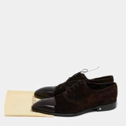 مملوكة مسبقًا حذاء ديربي لوي فيتون سويدى بنى وجلد نمط بروغي مقاس 45.5