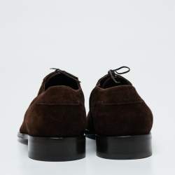 مملوكة مسبقًا حذاء ديربي لوي فيتون سويدى بنى وجلد نمط بروغي مقاس 45.5
