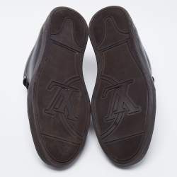 Louis Vuitton Black/Brown Leather And Monogram Canvas Line Up Low Top Sneakers Size 43