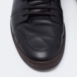 Louis Vuitton Black/Brown Leather And Monogram Canvas Line Up Low Top Sneakers Size 43