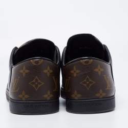 Louis Vuitton Black/Brown Leather And Monogram Canvas Line Up Low Top Sneakers Size 43