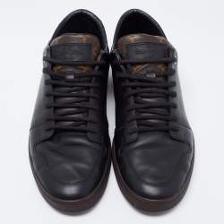 Louis Vuitton Black/Brown Leather And Monogram Canvas Line Up Low Top Sneakers Size 43