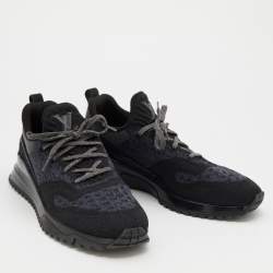Pre Owned Louis Vuitton Black Knit Fabric VNR New Runner Low Top Sneakers Size 43