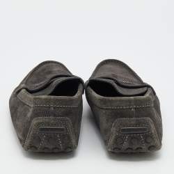 Louis Vuitton Dark Grey Suede Slip On Loafers Size 43