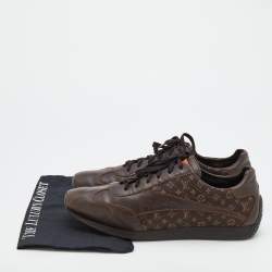 Louis Vuitton Brown Mini Lin Monogram Canvas And Leather Low Top Sneakers Size 45