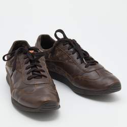 Louis Vuitton Brown Mini Lin Monogram Canvas And Leather Low Top Sneakers Size 45