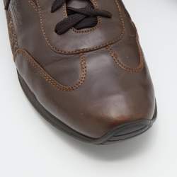 Louis Vuitton Brown Mini Lin Monogram Canvas And Leather Low Top Sneakers Size 45