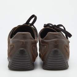 Louis Vuitton Brown Mini Lin Monogram Canvas And Leather Low Top Sneakers Size 45