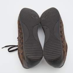 Louis Vuitton Brown Mini Lin Monogram Canvas And Leather Low Top Sneakers Size 45