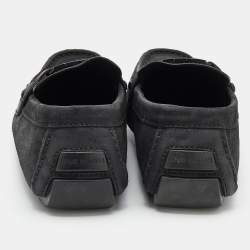 Pre Owned Louis Vuitton Black Suede Monte Carlo Slip On Loafers Size 44