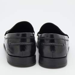 Louis Vuitton Black Damier Leather Santiago Slip On Loafers Size 44