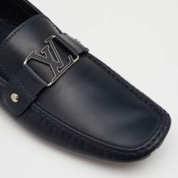 Pre Owned Louis Vuitton Blue Leather Monte Carlo Slip On Loafers Size 46