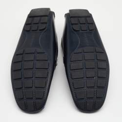 Pre Owned Louis Vuitton Blue Leather Monte Carlo Slip On Loafers Size 46
