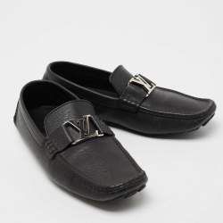 Louis Vuitton Black Leather Monte Carlo Slip On Loafers Size 42.5