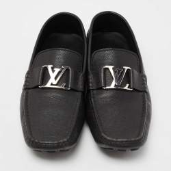 Louis Vuitton Black Leather Monte Carlo Slip On Loafers Size 42.5
