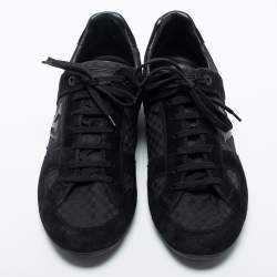 Pre Owned Louis Vuitton Black Petit Damier Canvas and Suede Vibes Sneakers Size 43