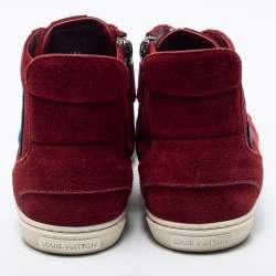 Louis Vuitton Red Suede High Top Sneakers Size 43
