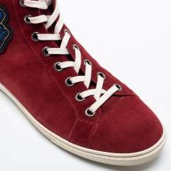 Louis Vuitton Red Suede High Top Sneakers Size 43