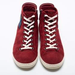 Louis Vuitton Red Suede High Top Sneakers Size 43