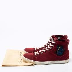 Louis Vuitton Red Suede High Top Sneakers Size 43
