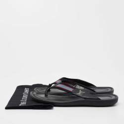 Louis Vuitton Tricolor Leather And Canvas Thong Flats Size 41 