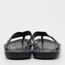 Louis Vuitton Tricolor Leather And Canvas Thong Flats Size 41 
