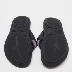 Louis Vuitton Tricolor Leather And Canvas Thong Flats Size 41 