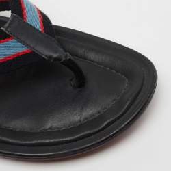 Louis Vuitton Tricolor Leather And Canvas Thong Flats Size 41 