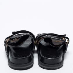 Pre Owned Louis Vuitton Brown/Black Monogram Canvas And Nylon Honolulu Flat Sandals Size 42.5