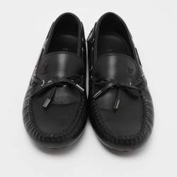 Pre Owned Louis Vuitton Black Leather Bow Arizona Loafers Size 41.5