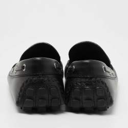 Pre Owned Louis Vuitton Black Leather Bow Arizona Loafers Size 41.5