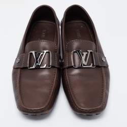 Louis Vuitton Brown Leather Slip on Loafers Size 41