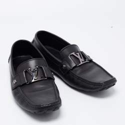 Pre Owned Louis Vuitton Black Leather Monte Loafers Size 41 