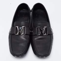 Pre Owned Louis Vuitton Black Leather Monte Loafers Size 41 
