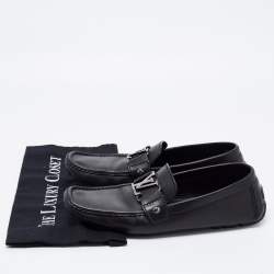 Pre Owned Louis Vuitton Black Leather Monte Loafers Size 41 