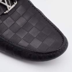 Pre Owned Louis Vuitton Black Damier Infini Leather Hockenheim Slip on Loafers Size 41