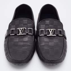 Pre Owned Louis Vuitton Black Damier Infini Leather Hockenheim Slip on Loafers Size 41