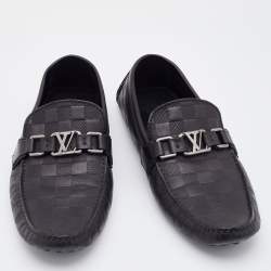 Pre Owned Louis Vuitton Black Damier Infini Leather Hockenheim Slip on Loafers Size 41