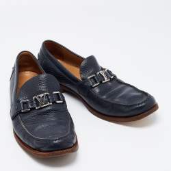 Louis Vuitton Navy Blue Leather Major Loafers Size 43.5 