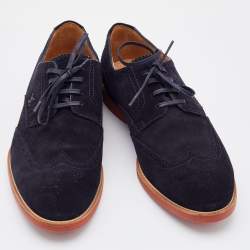 Louis Vuitton Navy Blue Suede Brogue Wingtip Lace Up Derby Size 41.5