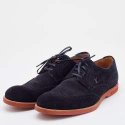 Louis Vuitton LV Shoes Oxford Wingtip Dress Shoes UK 8.5 US 9.5 Navy Blue  Suede