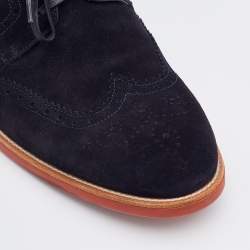 Louis Vuitton Navy Blue Suede Brogue Wingtip Lace Up Derby Size 41.5