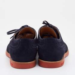 Louis Vuitton Navy Blue Suede Brogue Wingtip Lace Up Derby Size 41.5