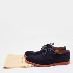 Louis Vuitton Navy Blue Suede Brogue Wingtip Lace Up Derby Size 41.5